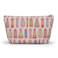 Stamped Leaves Accessory Pouch w T-bottom in Red